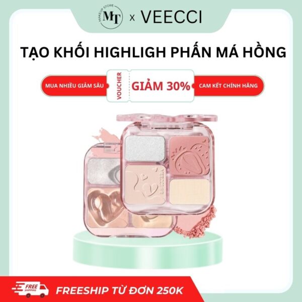 tạo khối highlight phấn má hồng veecii