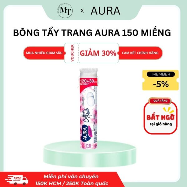 Bông tẩy trang AURA Cotton mềm mịn